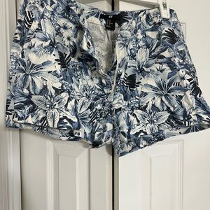 H&M Blue and White Floral Bermudas